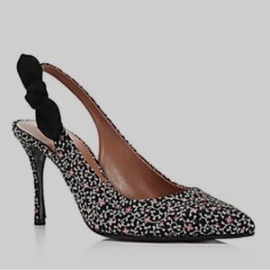 Tabitha Simmons sling back black floral pumps with bow size 8 new
